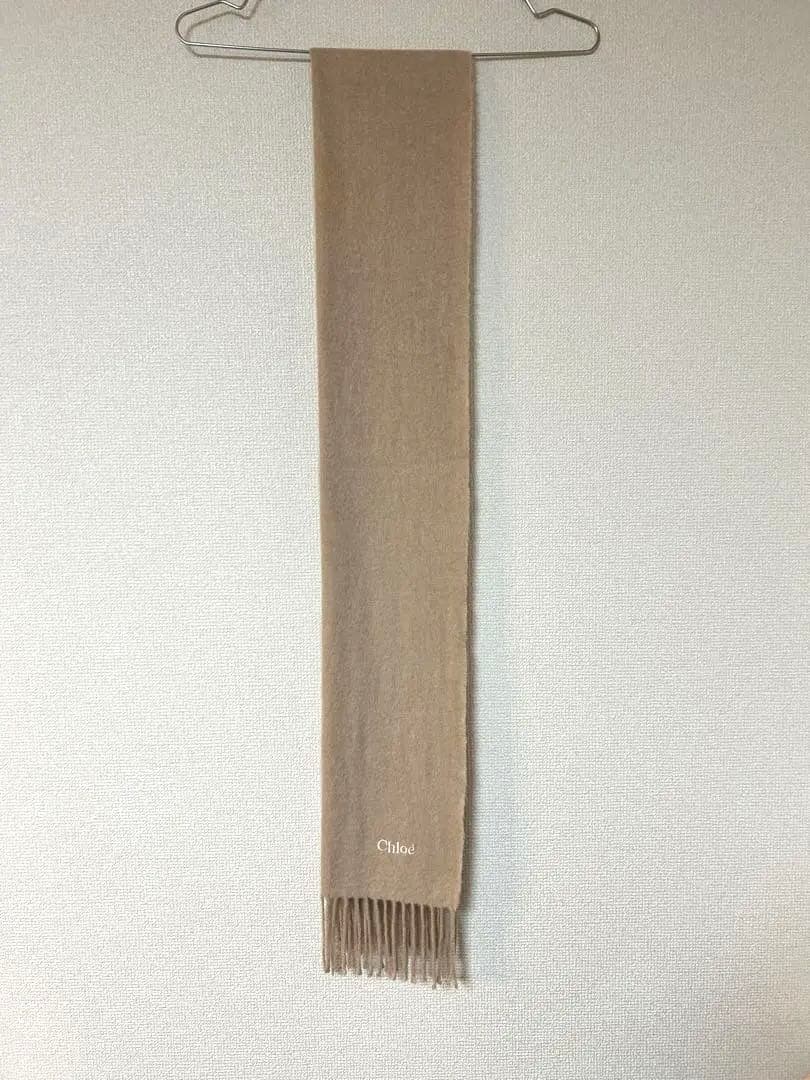 Chloé ピンクベージュ マフラー フリンジ付き