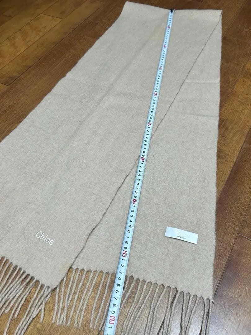 Chloé ピンクベージュ マフラー フリンジ付き