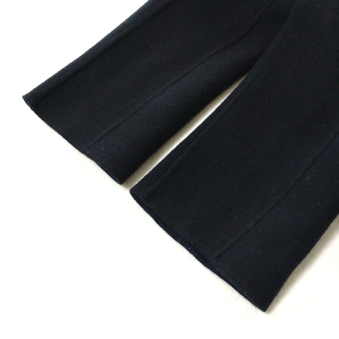 マーレンダム　ハーフリバーコート　ノーカラー　ウール　ボアポケット　黒　40