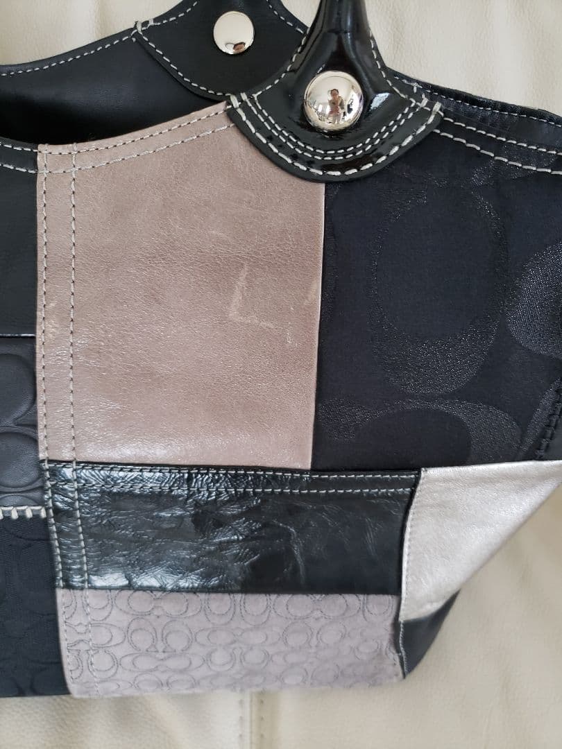 コーチ　トートバッグ　パッチワーク　黒