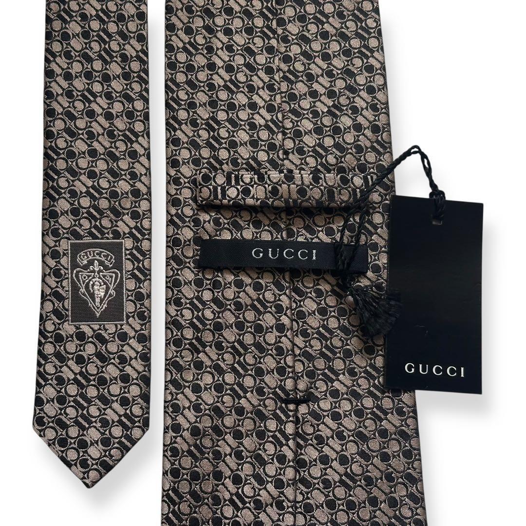 タグ付き未使用✨GUCCI ネクタイ　グッチ　ジャガード　GG柄　ロゴ　光沢感