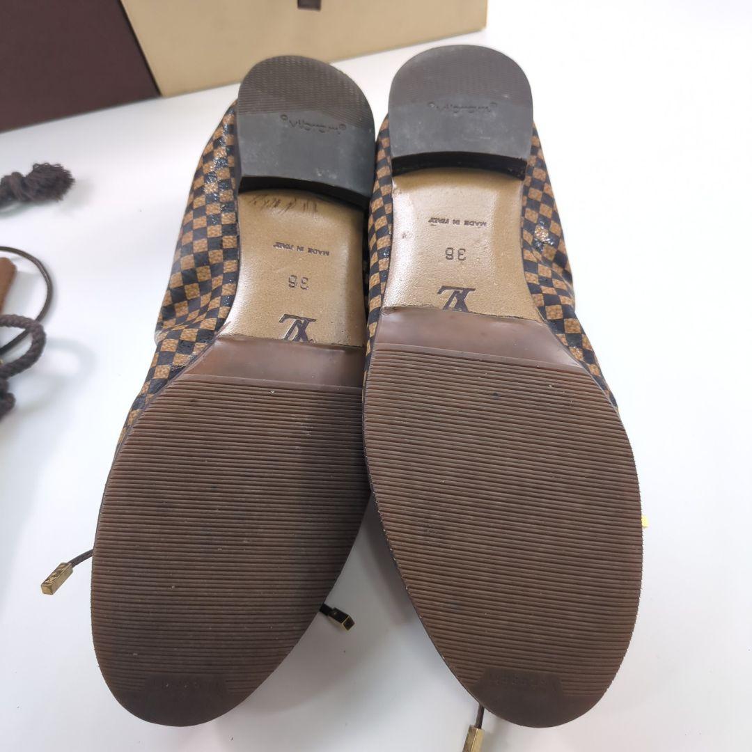 ルイヴィトン ダミエ 金具 バレエシューズ フラットシューズ ローファー 美品