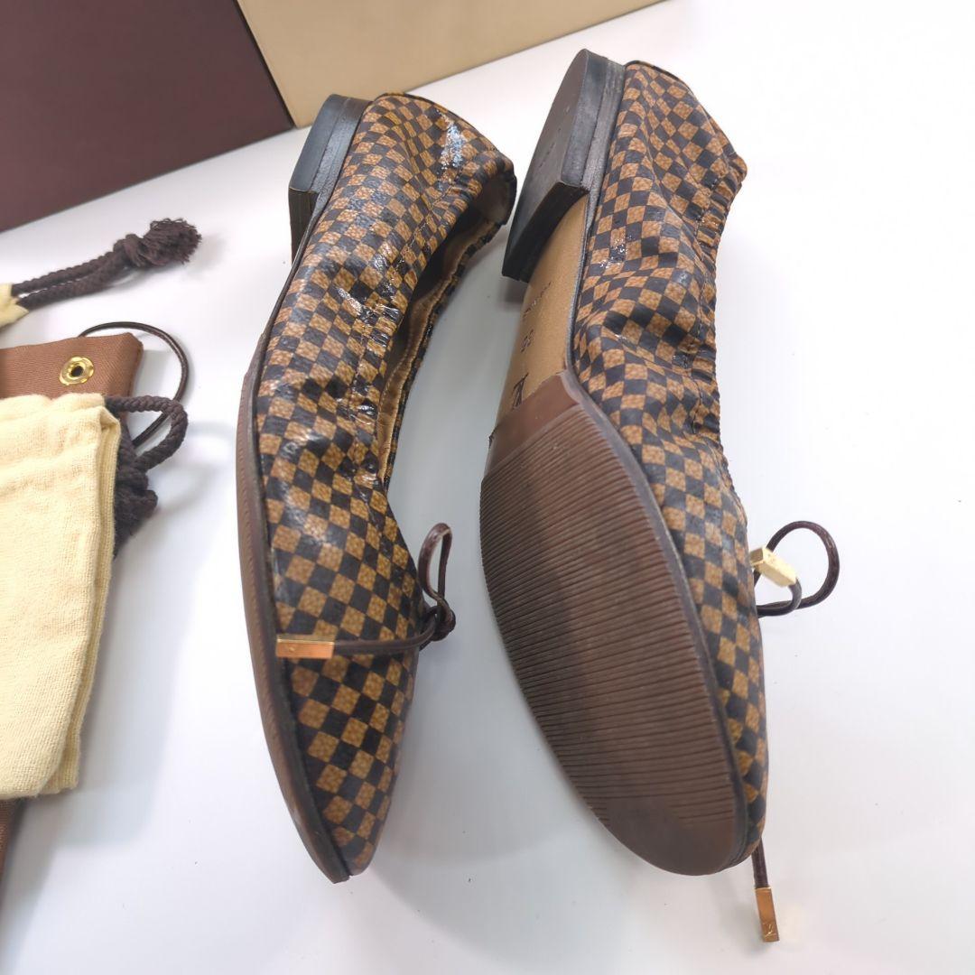 ルイヴィトン ダミエ 金具 バレエシューズ フラットシューズ ローファー 美品