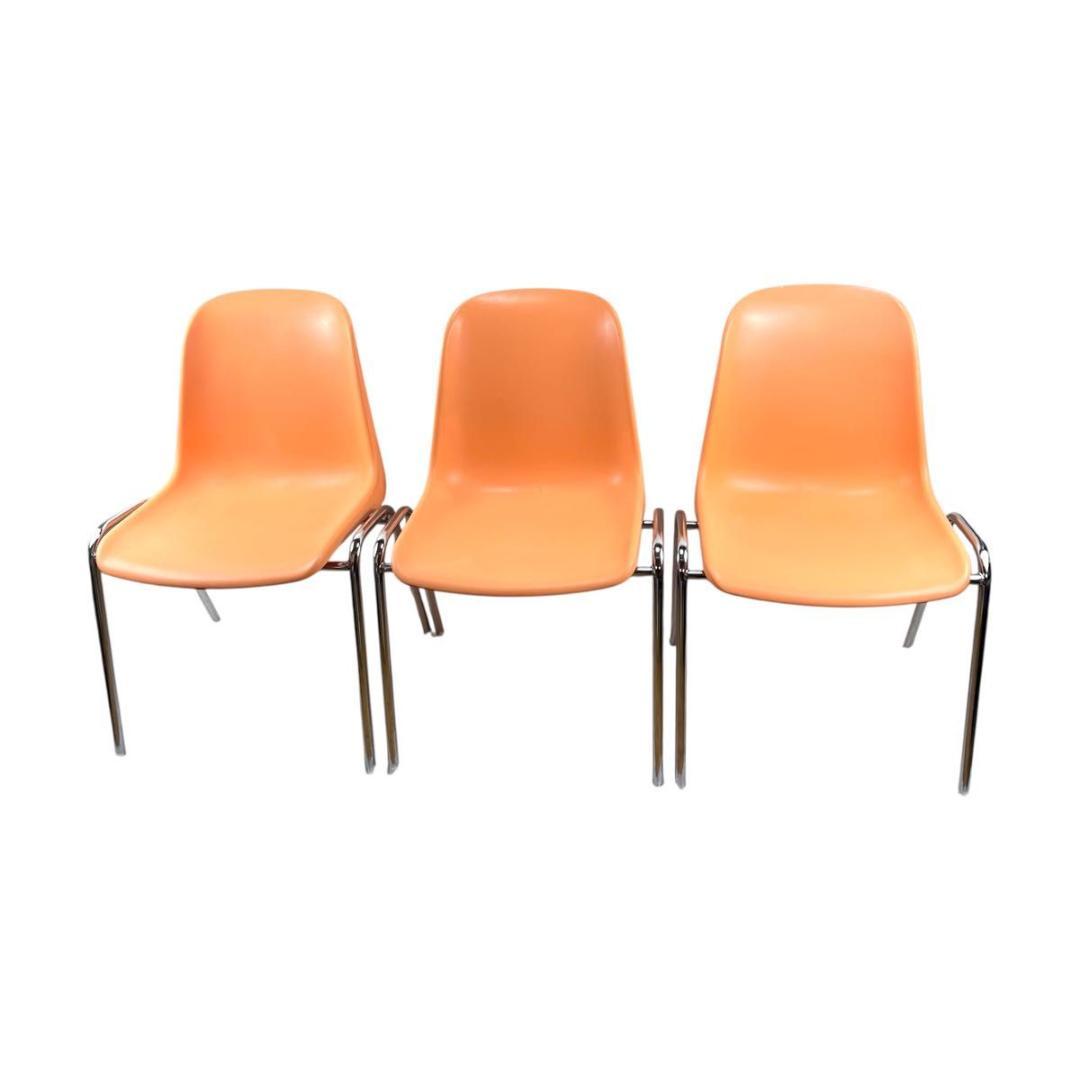 【イタリア製】MOD ELENA スタッキングチェア 3脚セット オレンジ