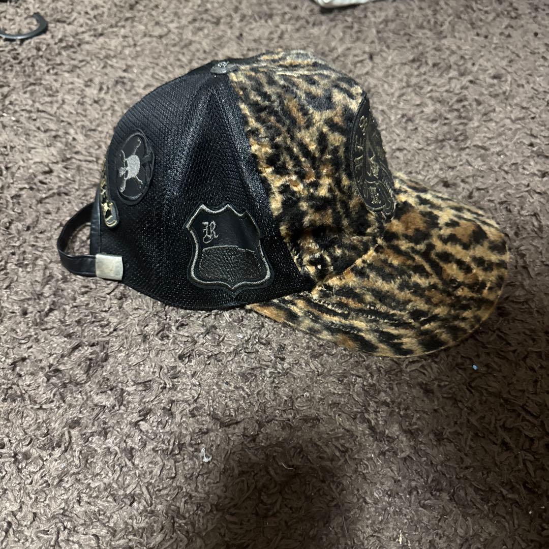 ヒョウ柄スカルパッチキャップ