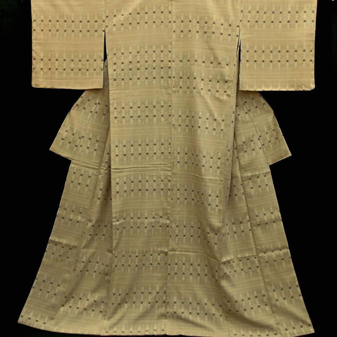 結城縮(袷)　(奥順(株)　はたおり娘　未使用　やまと誂製　ガード加工　榛色系)