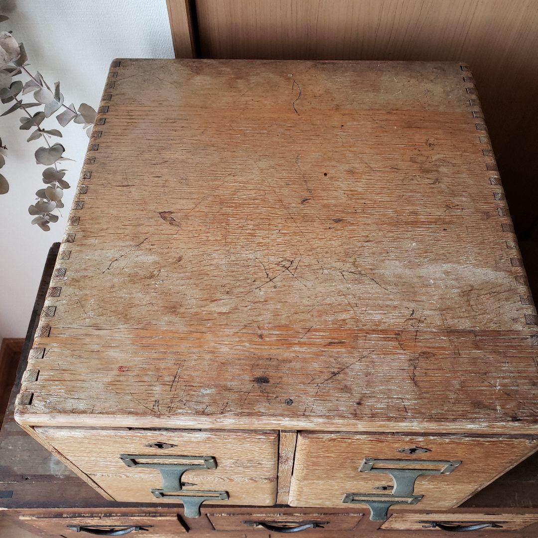 図書館家具　アンティーク　引き出し　古家具　木製　図書館カードケース　収納　無垢