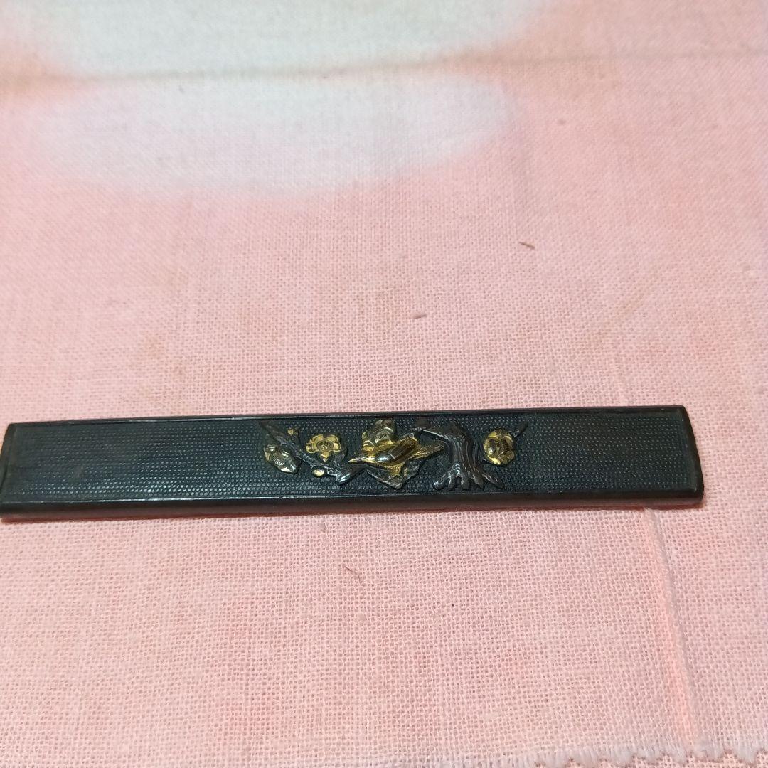 刀道具小柄赤銅梅に鶯図柄