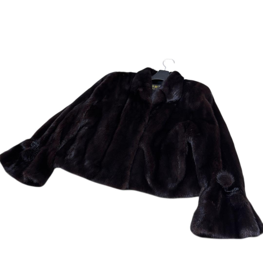 上質 サガミンクロイヤル クロップドショートコート レディース リアルファー