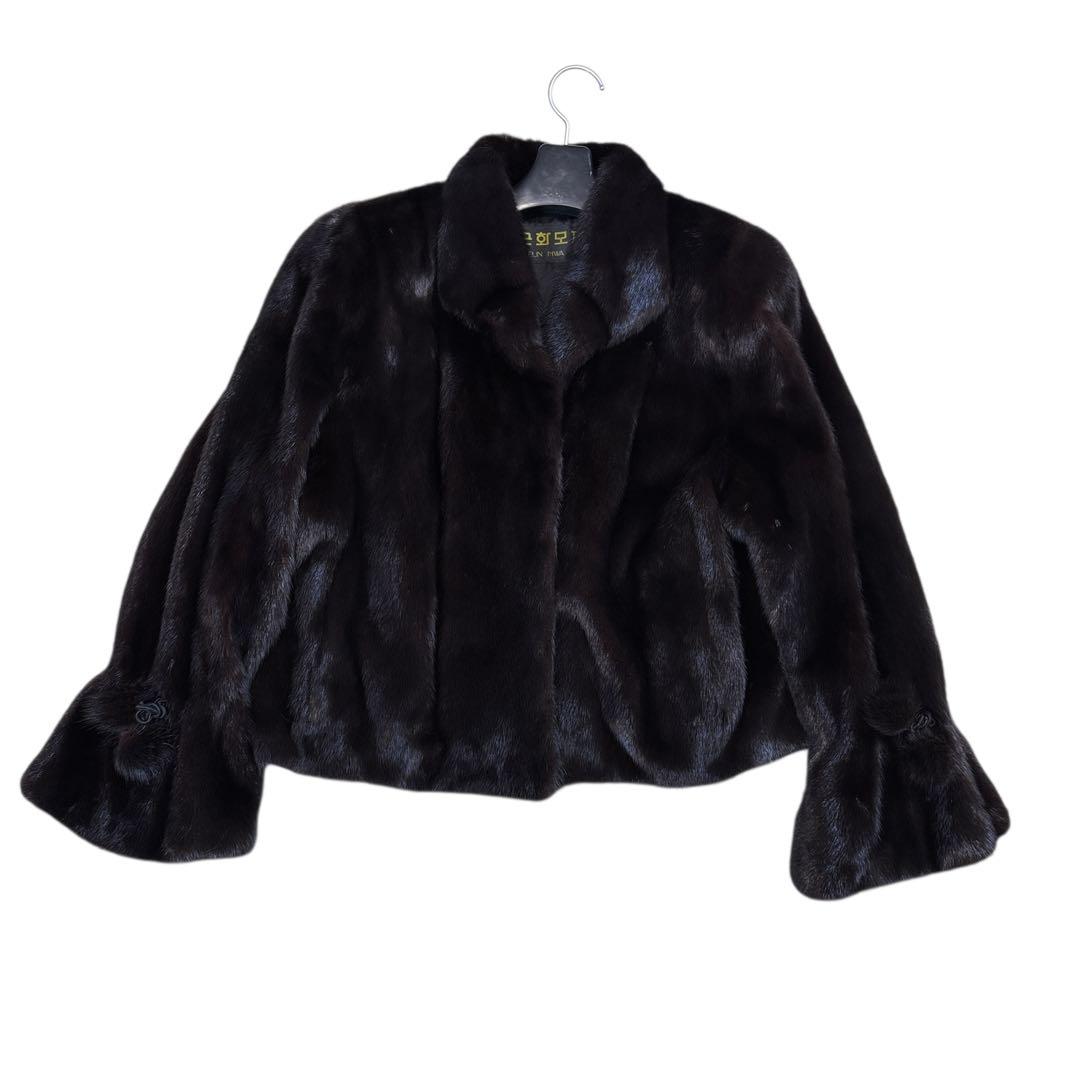 上質 サガミンクロイヤル クロップドショートコート レディース リアルファー