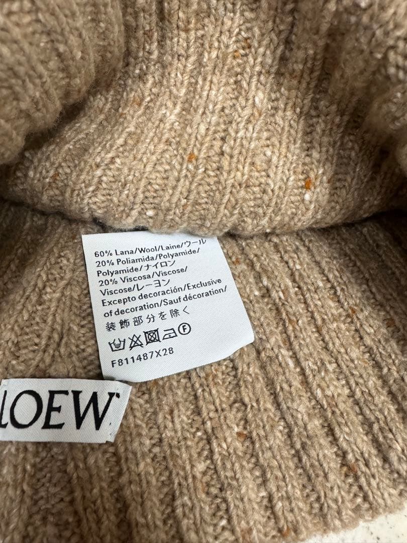 ロエベ ニット帽 ロゴ ウール F811487X28 LOEWE ビーニー 帽子