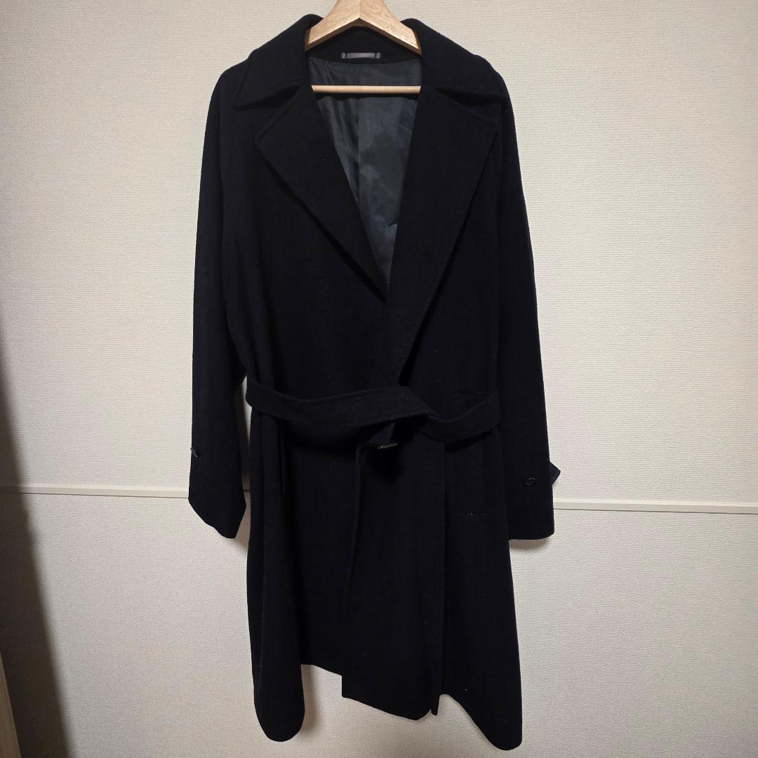 SUIT SELECT　ウールブレンドタイロッケンコート　ネイビー　ウール混