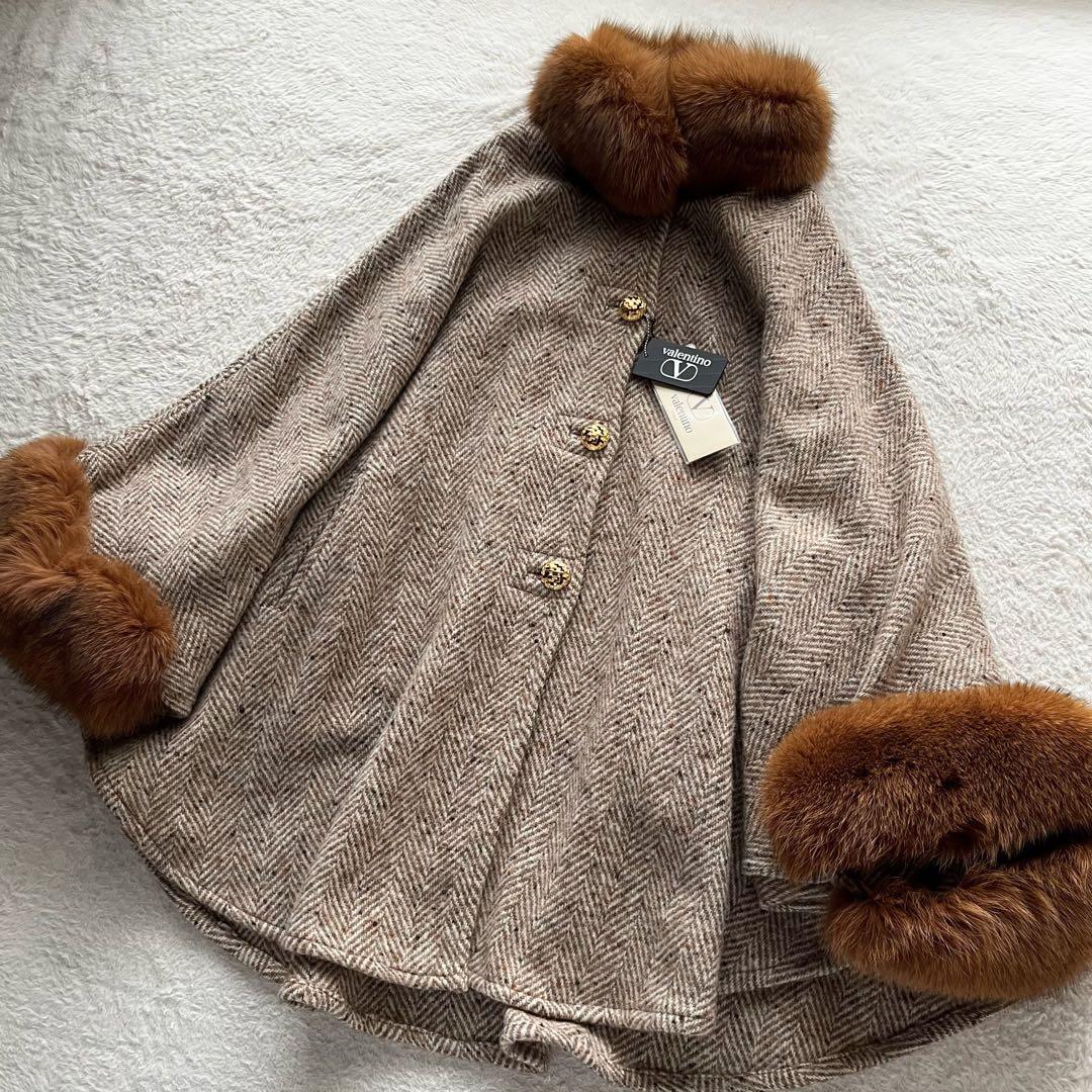 新品未使用✨VALENTINO ヴァレンティノ ポンチョ ケープコート ファー