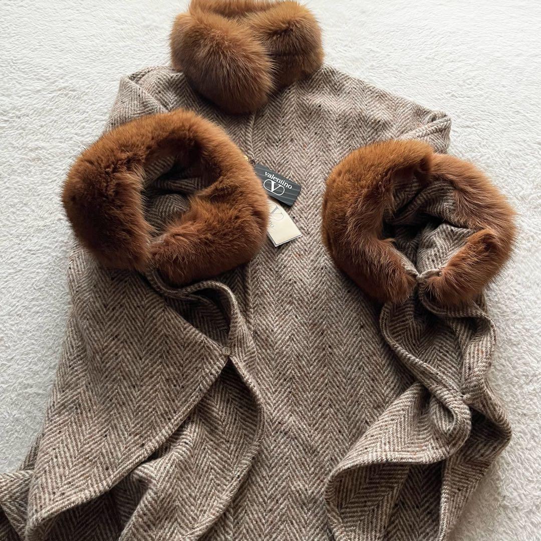 新品未使用✨VALENTINO ヴァレンティノ ポンチョ ケープコート ファー
