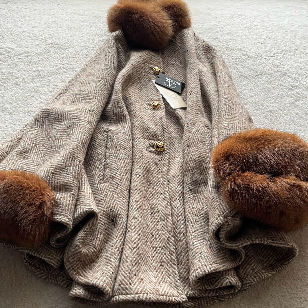 新品未使用✨VALENTINO ヴァレンティノ ポンチョ ケープコート ファー