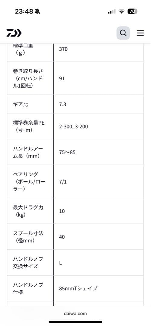 DAIWA TIERRA LJ IC200 左巻きリール