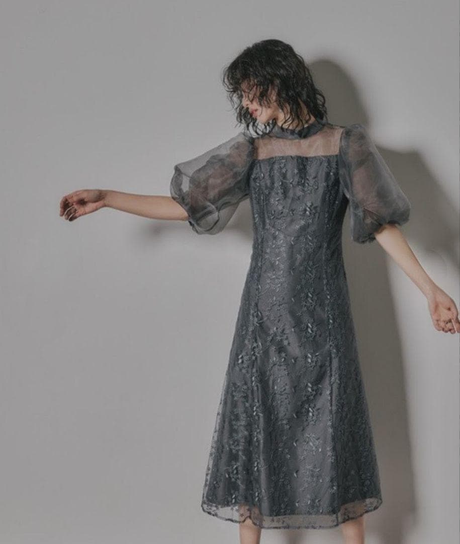 niana ニアナ オーガンジーパフスリーブ刺繍レース S 結婚式