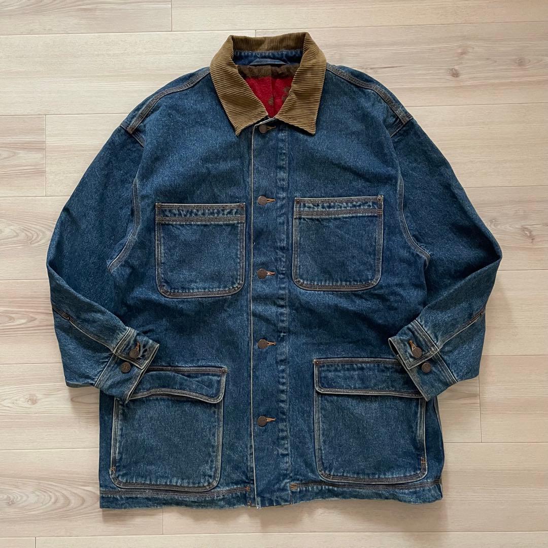 80s BANANA REPUBLIC デニムカバーオール 襟コーズ 地球儀タグ
