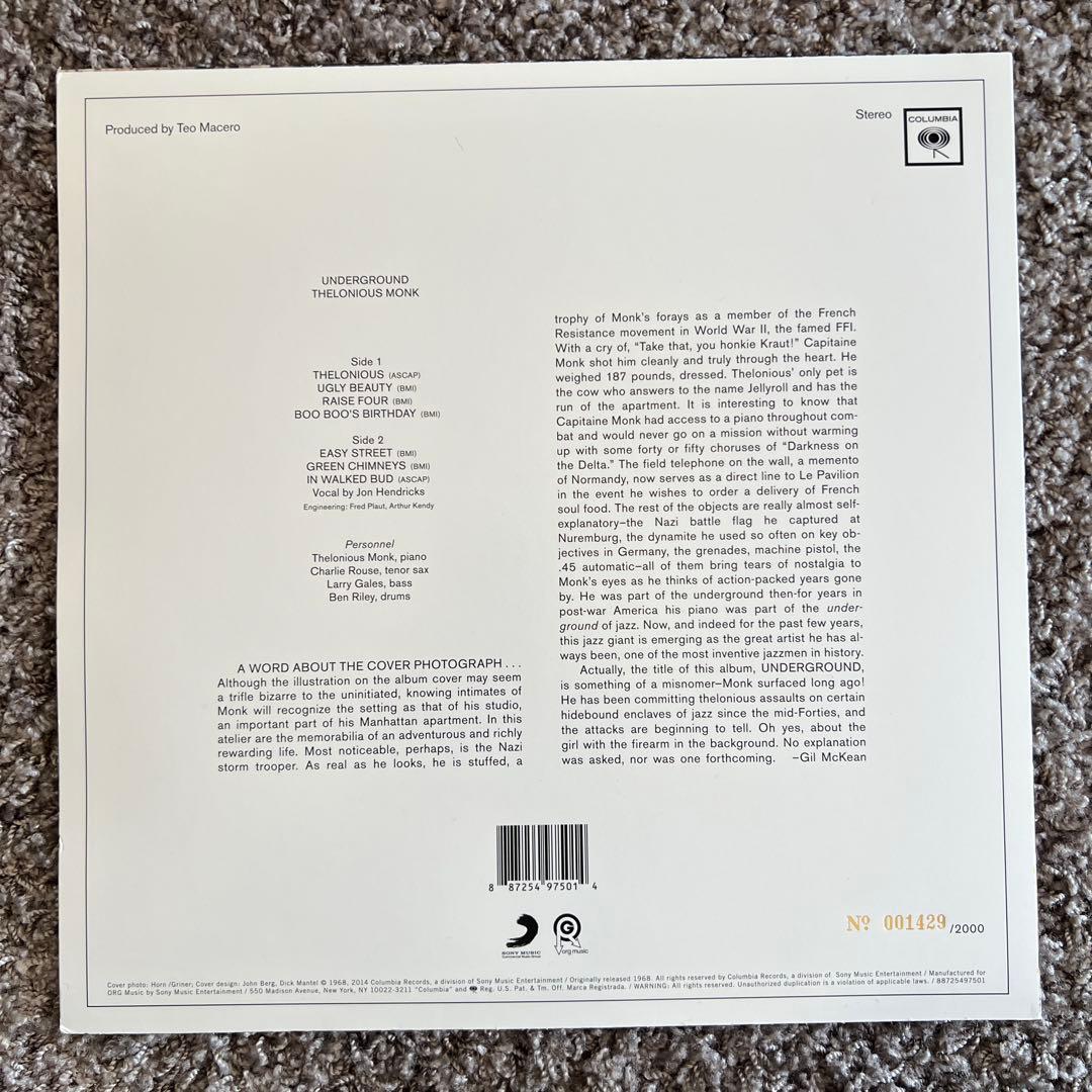 Thelonious Monk / undeground 2000枚限定