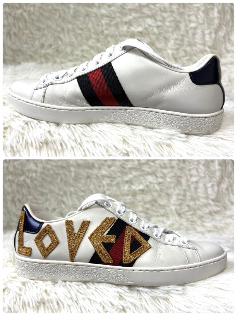 【美品】GUCCI グッチ　エース エンブロイダリー LOVED スニーカー