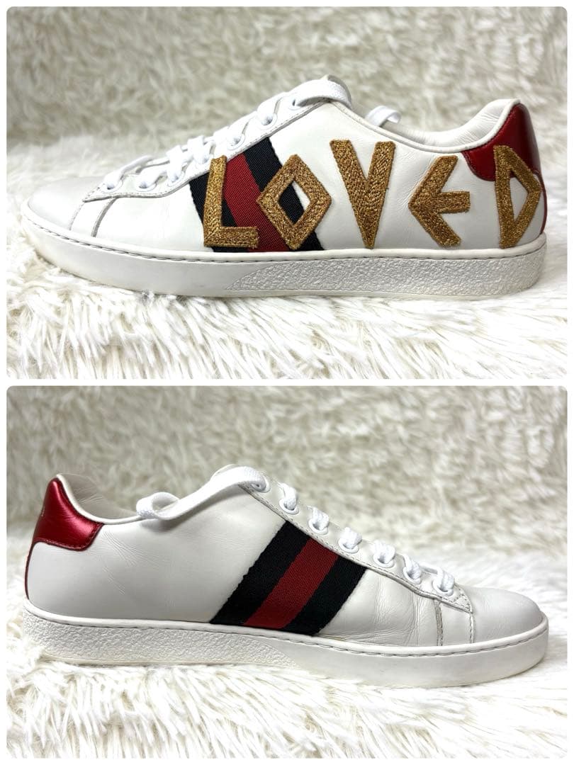 【美品】GUCCI グッチ　エース エンブロイダリー LOVED スニーカー