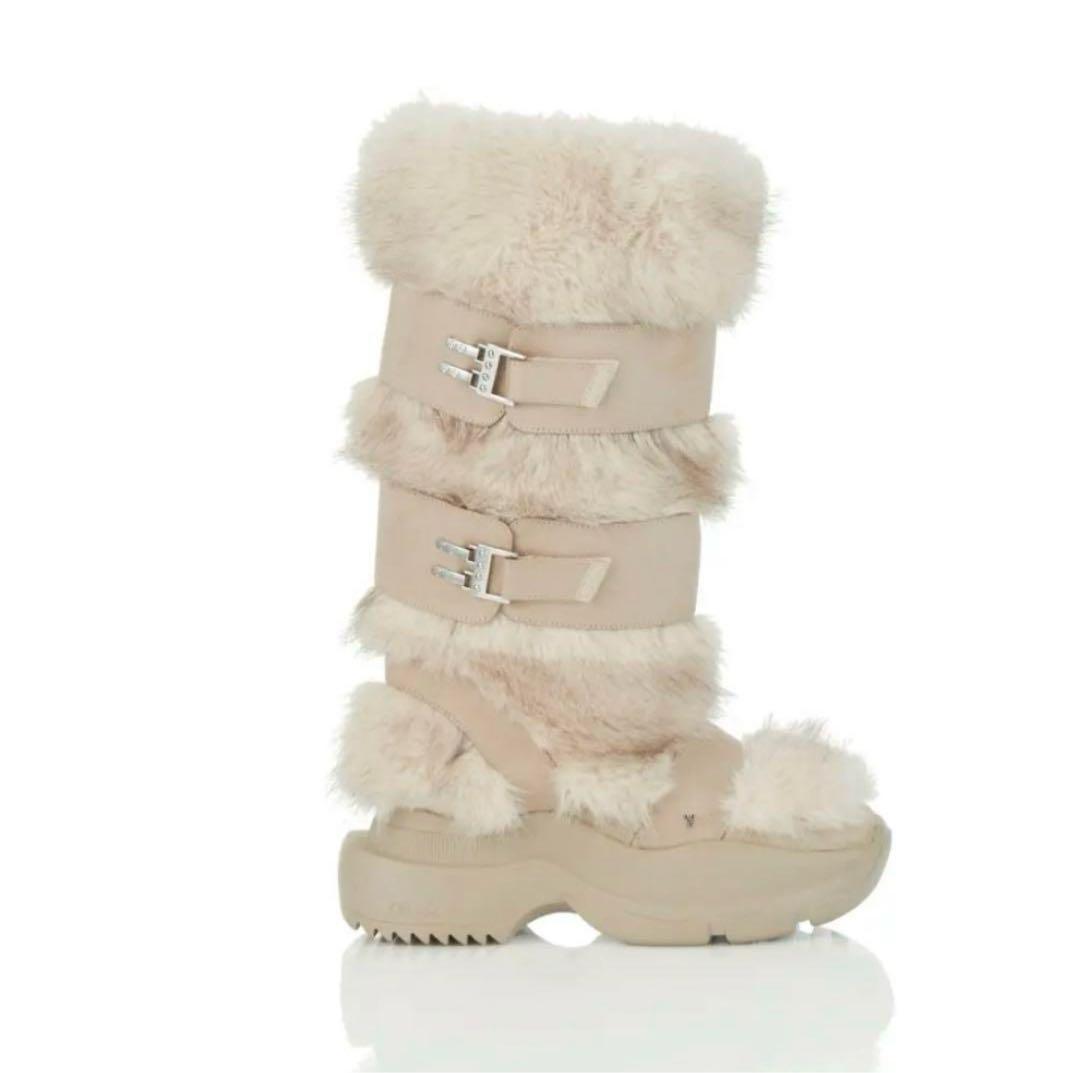 Yello 厚底ファーブーツ Mサイズ ベージュ
