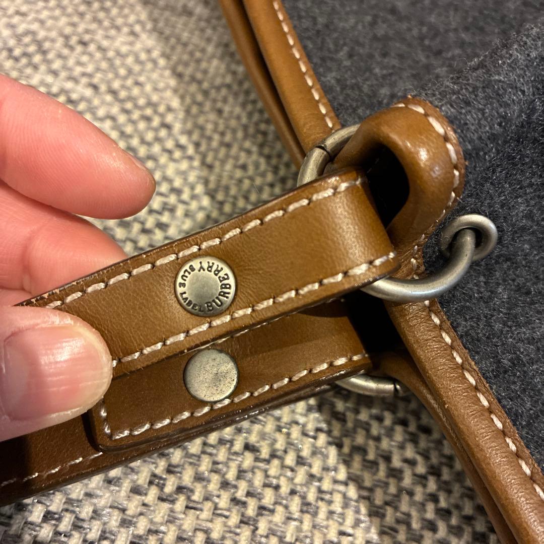 美品！バーバリーブルーレーベル　ウールトート　ノバチェック　チャコールグレー