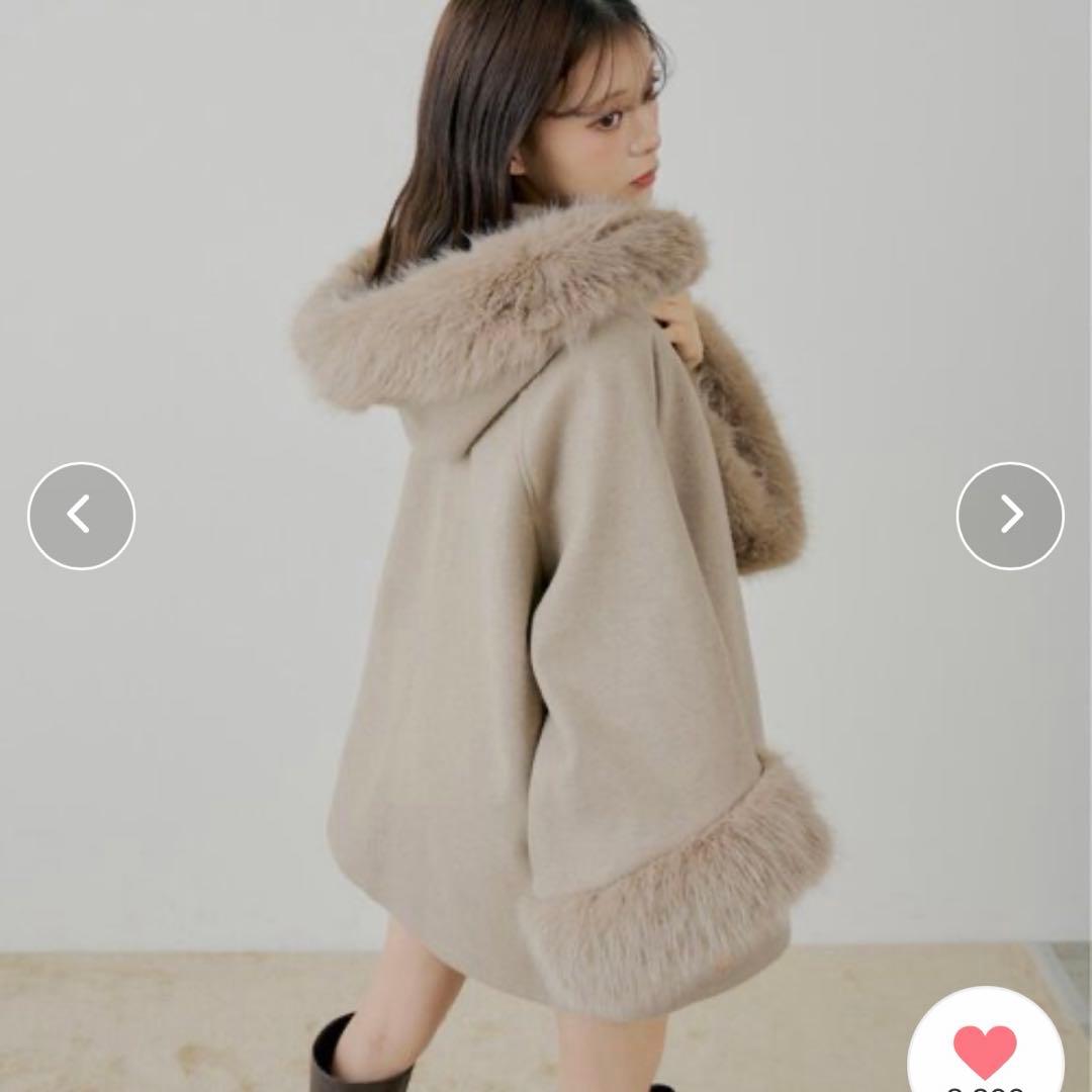 chico ファー襟ケープコート