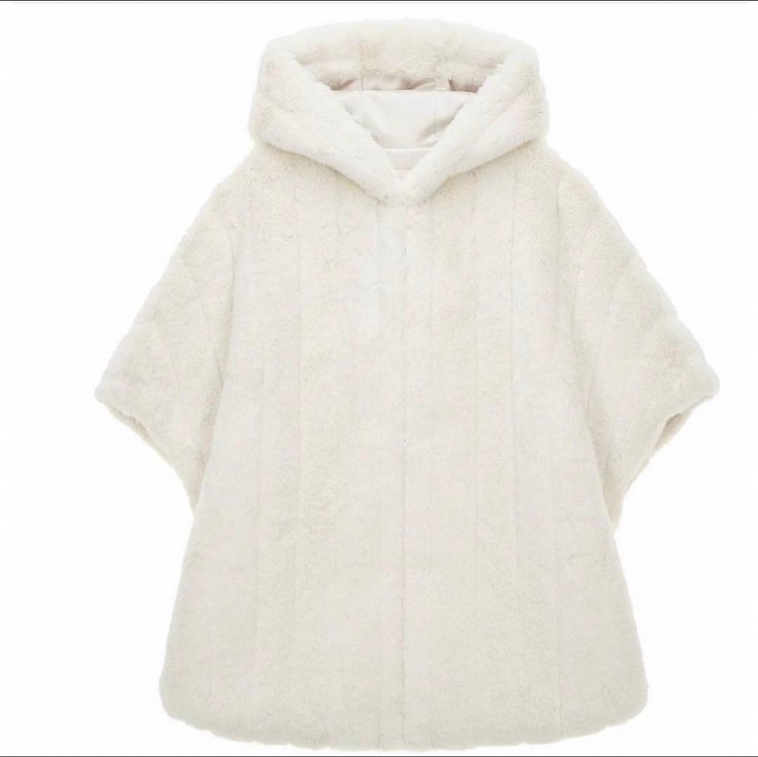 Lemonplet レモンプレット　エコファーフーデッドポンチョ　オフホワイト