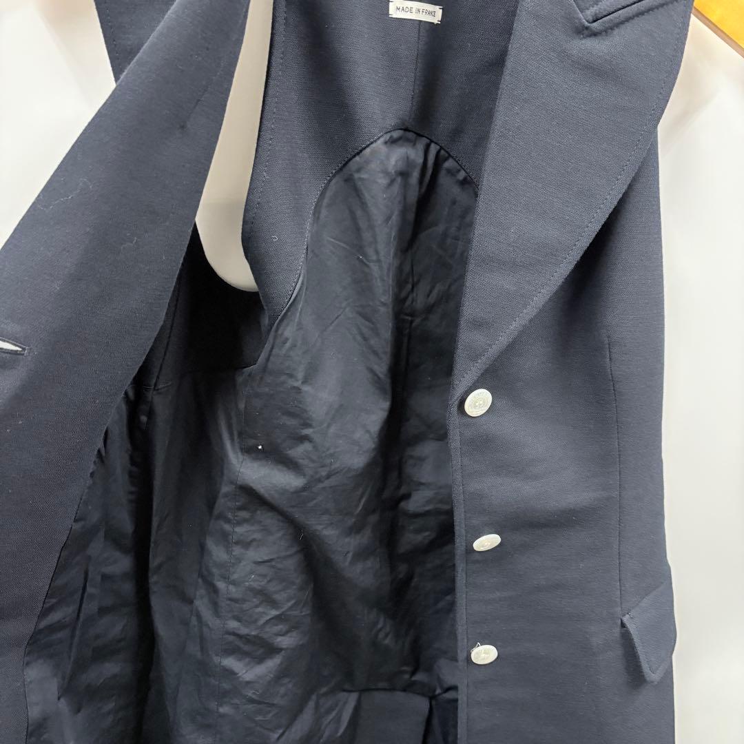 【N30】真贋済　HERMES エルメス　ジレ　ロングベスト　ネイビー　ウール