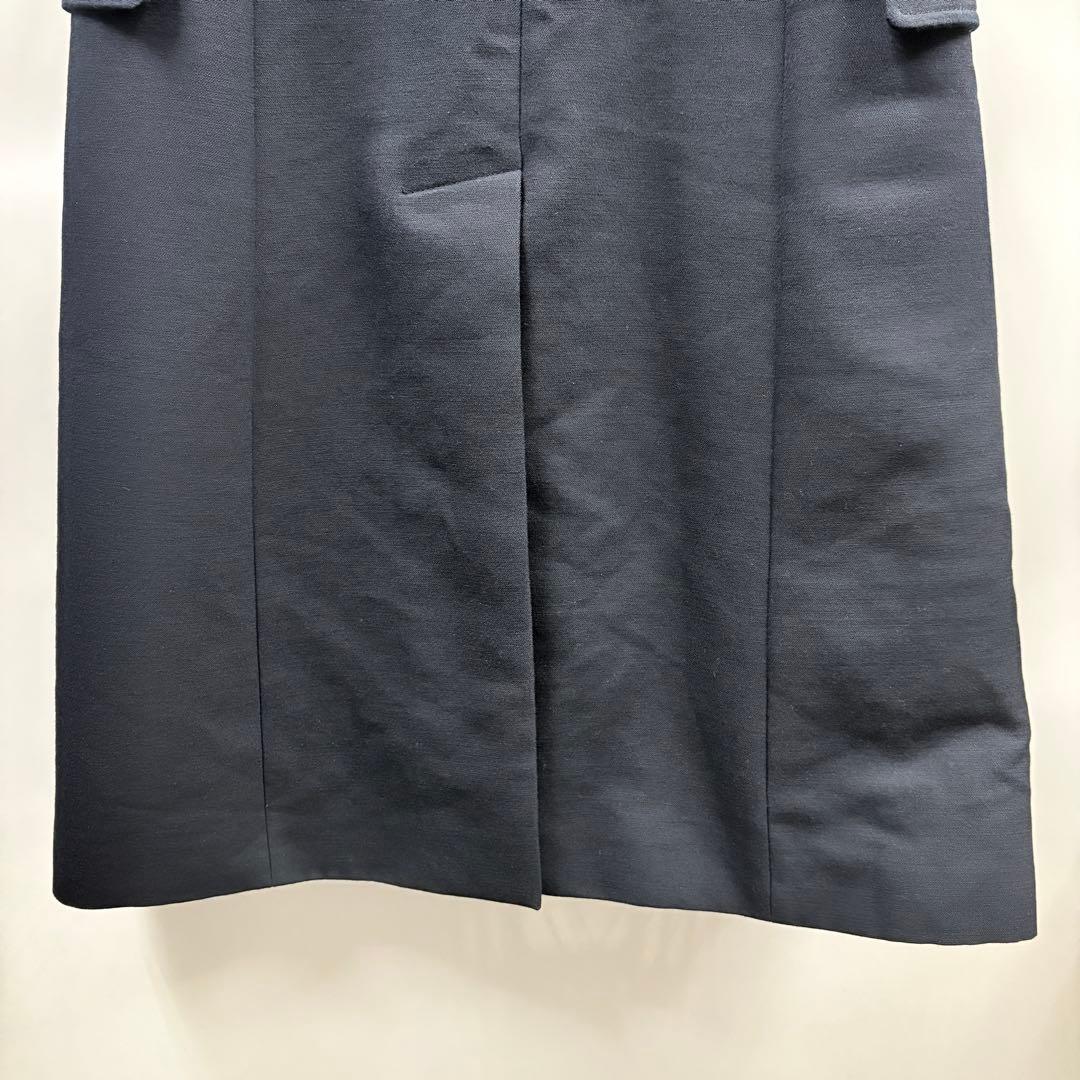 【N30】真贋済　HERMES エルメス　ジレ　ロングベスト　ネイビー　ウール