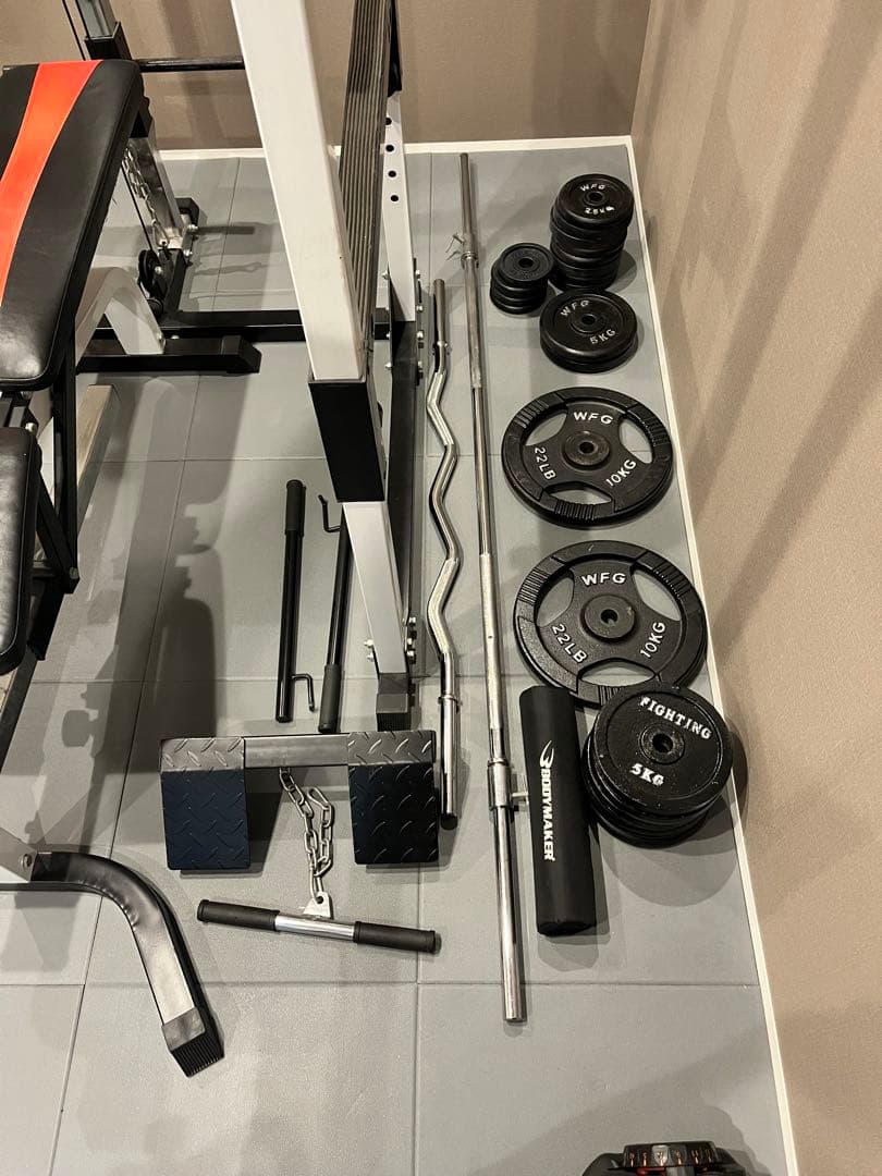 (引取り限定)パワーラック ベンチ付き ラットプルダウンバー