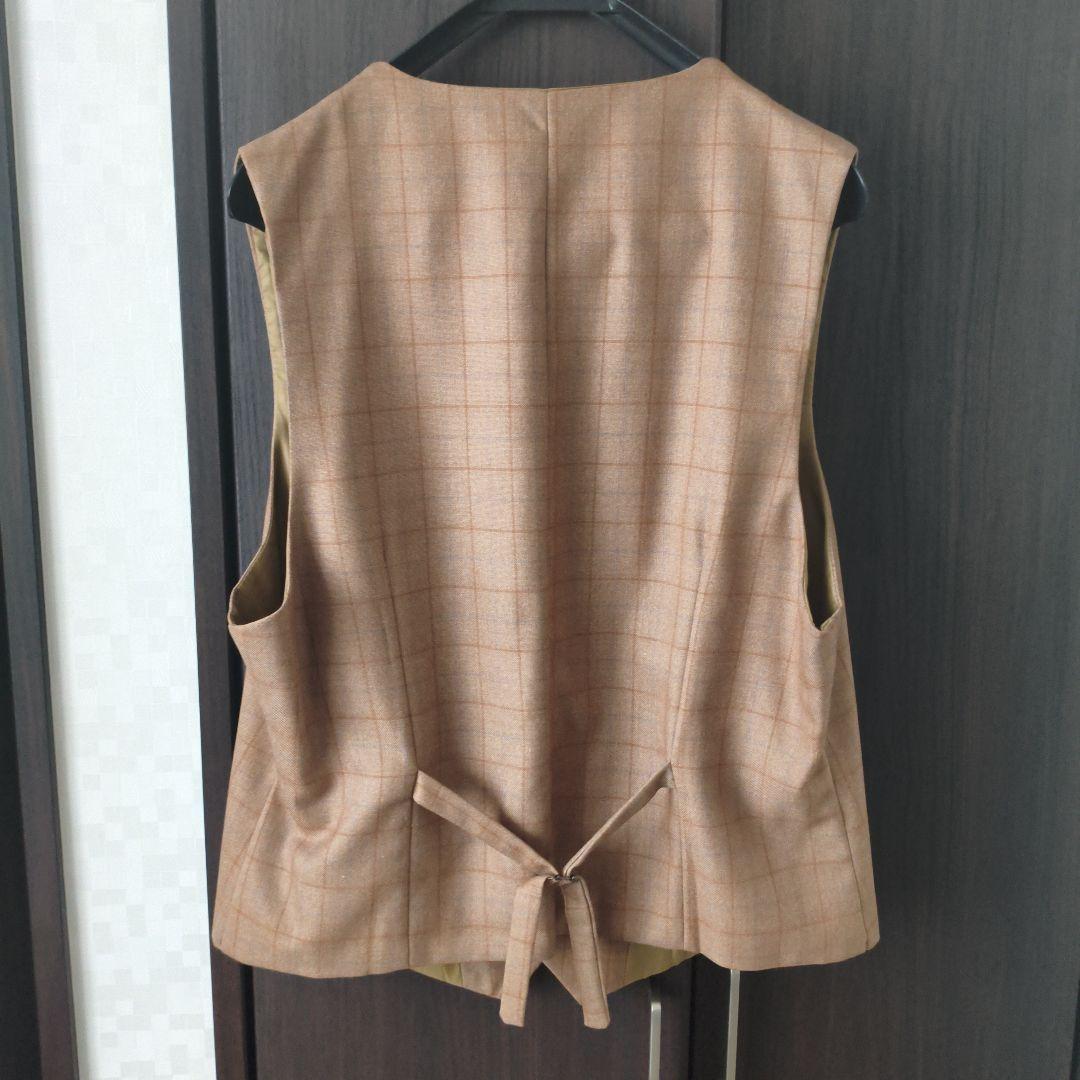 ベージュ チェック柄 ジャケット&ベストセット