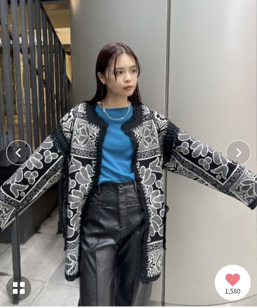 Ameri　RUG PATTERN KNIT JACKET