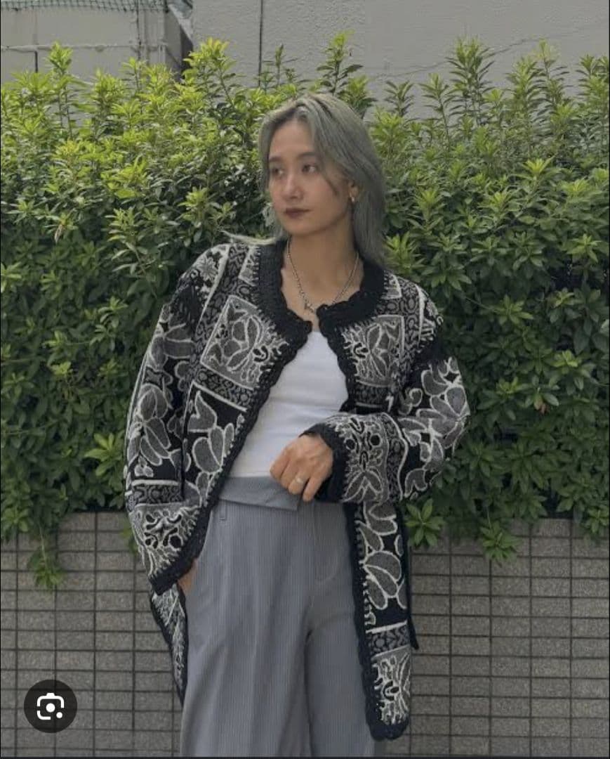 Ameri　RUG PATTERN KNIT JACKET