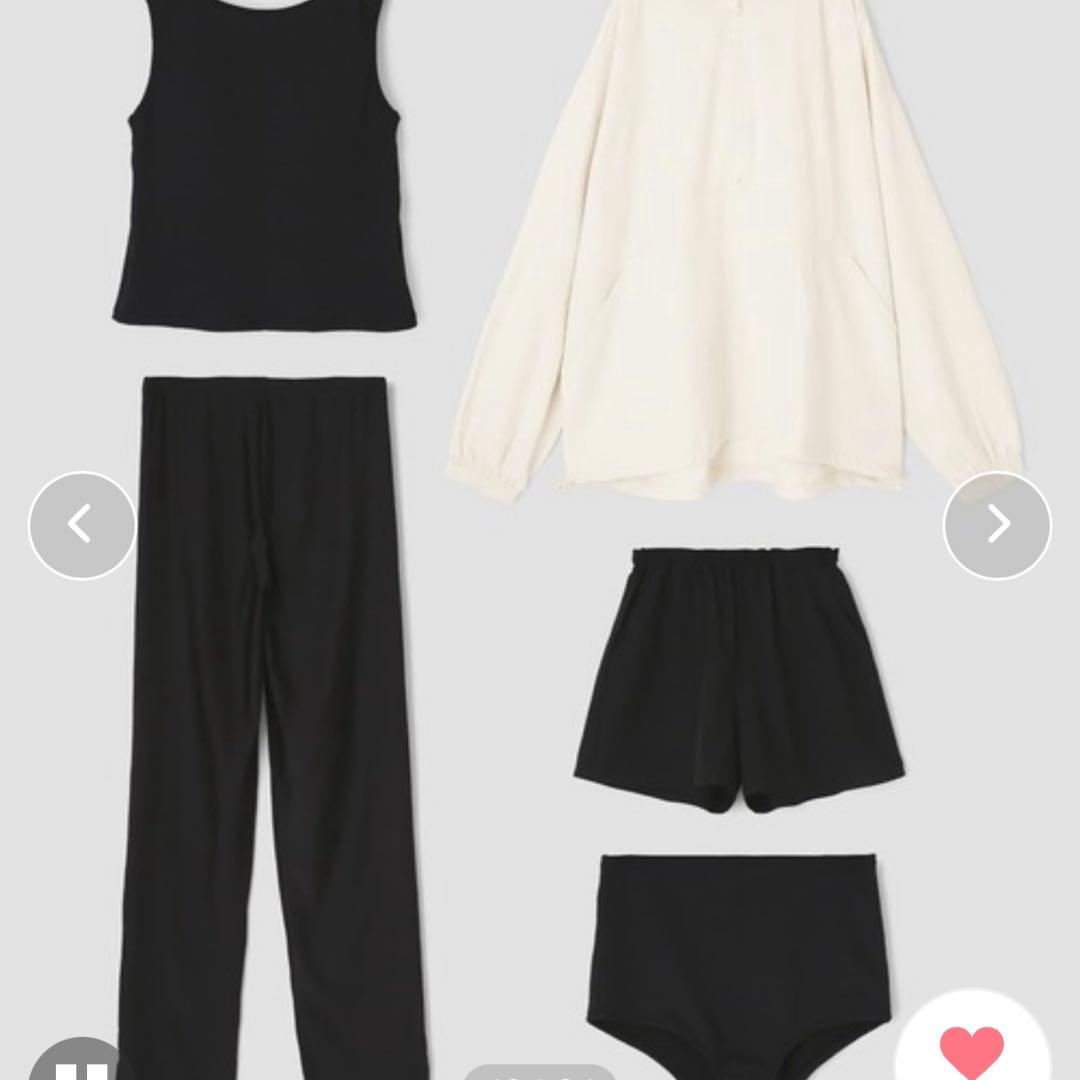 ポケット付きハーフジップラッシュパーカー＋リブタンキニ水着+レギンス5点セット