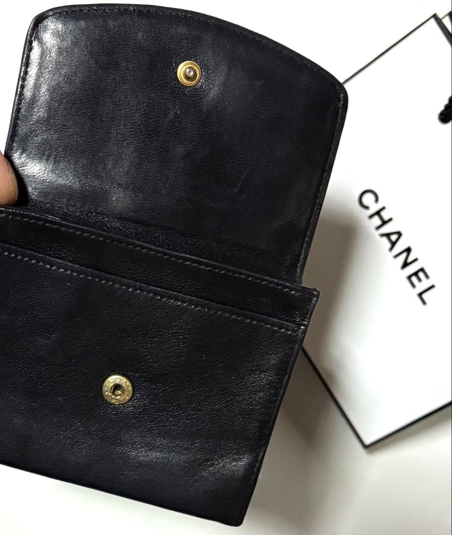CHANELシャネル☆ブラックレザー ケース☆メッセージカード&ショッパー