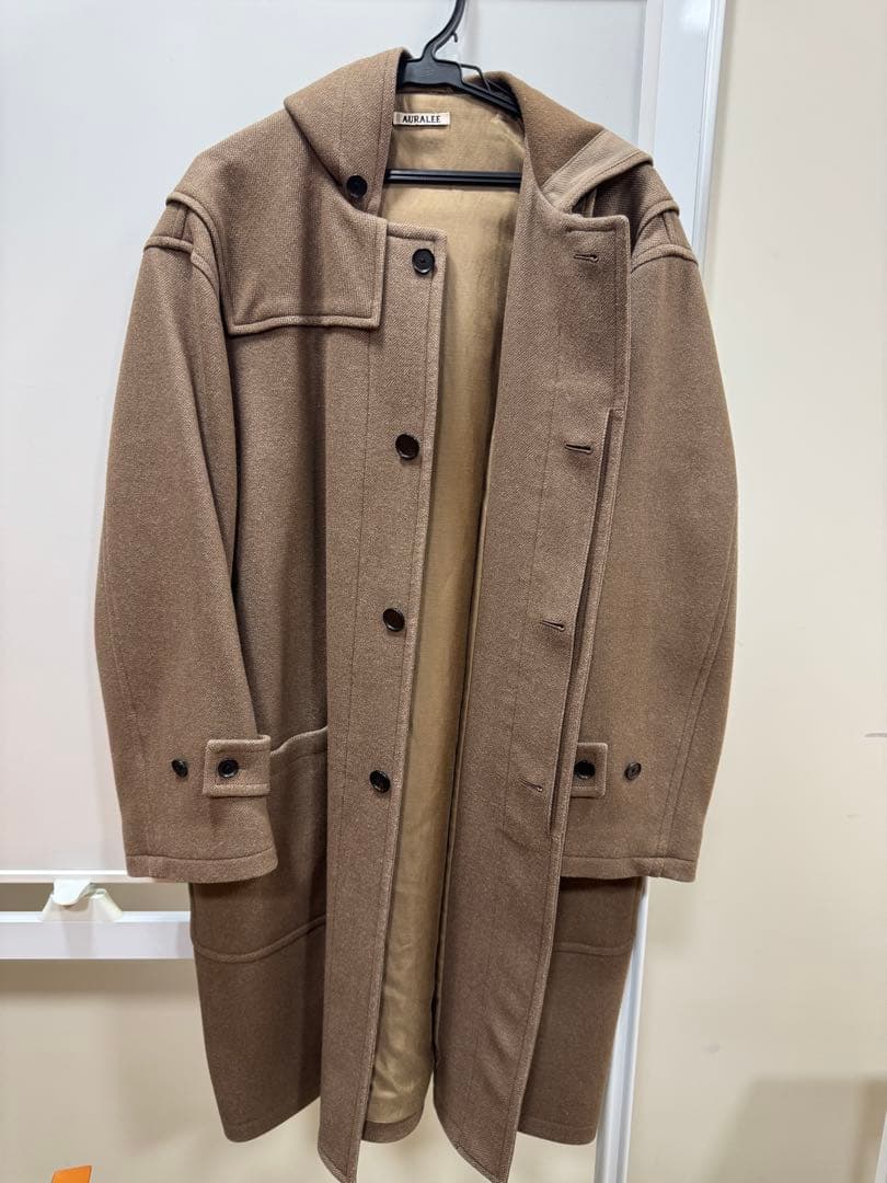 オーラリー ウール シルク ダッフルコート 4 ライトブラウン