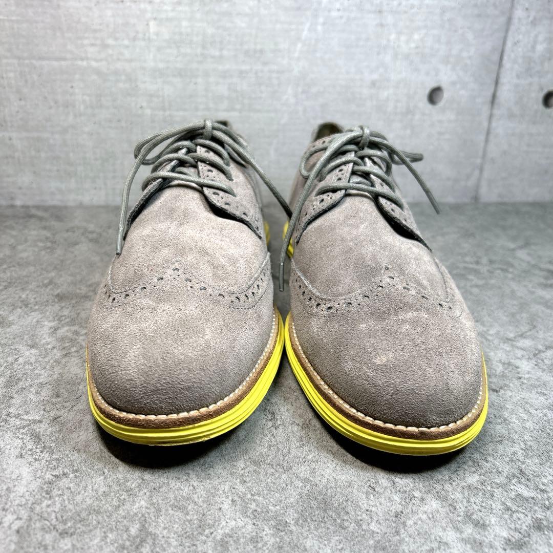 未使用級【コールハーン】ルナグランド/ウイングチップ/革靴/スウェード/軽量/灰