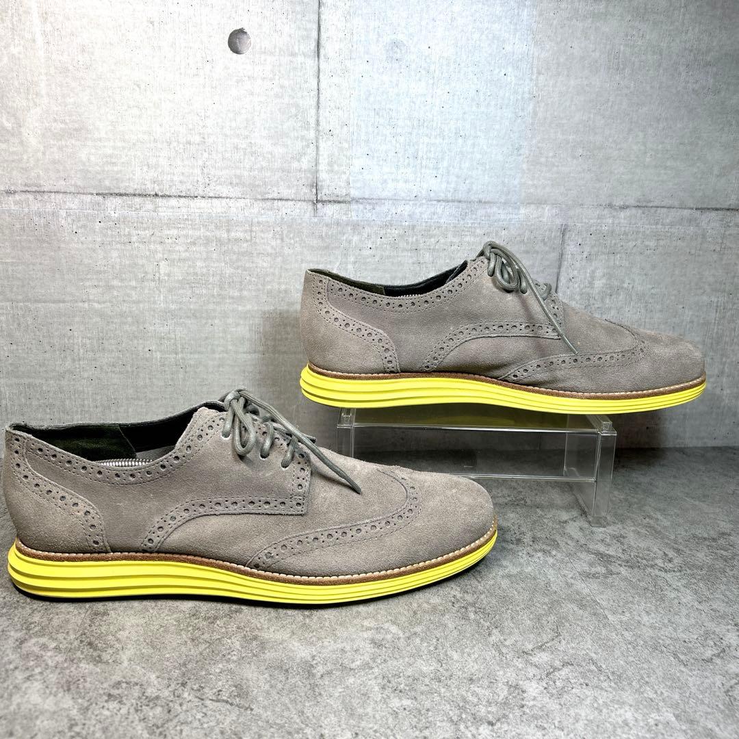 未使用級【コールハーン】ルナグランド/ウイングチップ/革靴/スウェード/軽量/灰
