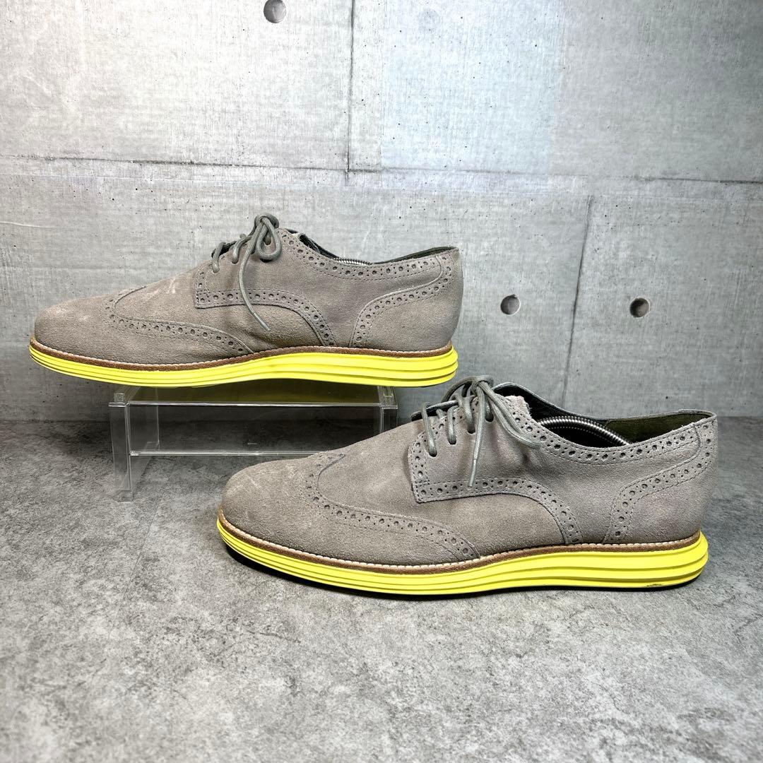 未使用級【コールハーン】ルナグランド/ウイングチップ/革靴/スウェード/軽量/灰