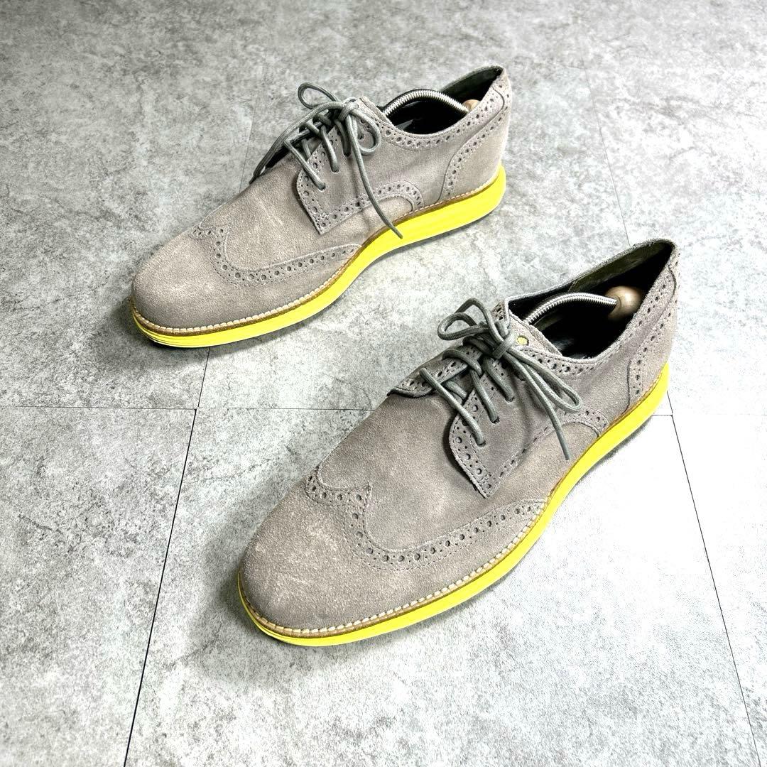 未使用級【コールハーン】ルナグランド/ウイングチップ/革靴/スウェード/軽量/灰