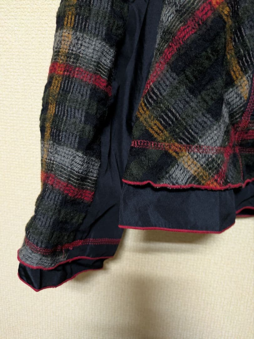 Eクラット エイココンドウチェック柄 テーラードジャケットウール78%42未使用