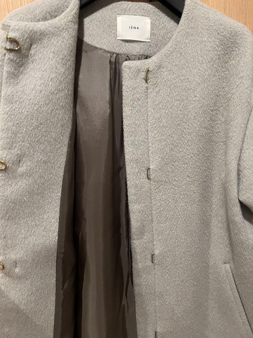 IENA ラムウールノーカラーコート　36