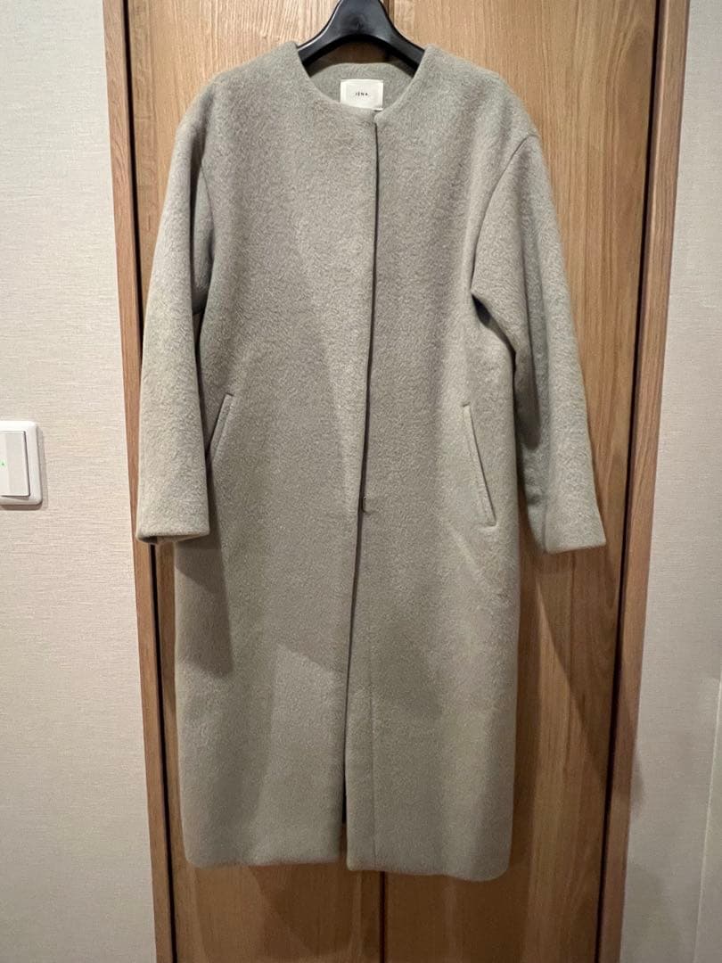 IENA ラムウールノーカラーコート　36