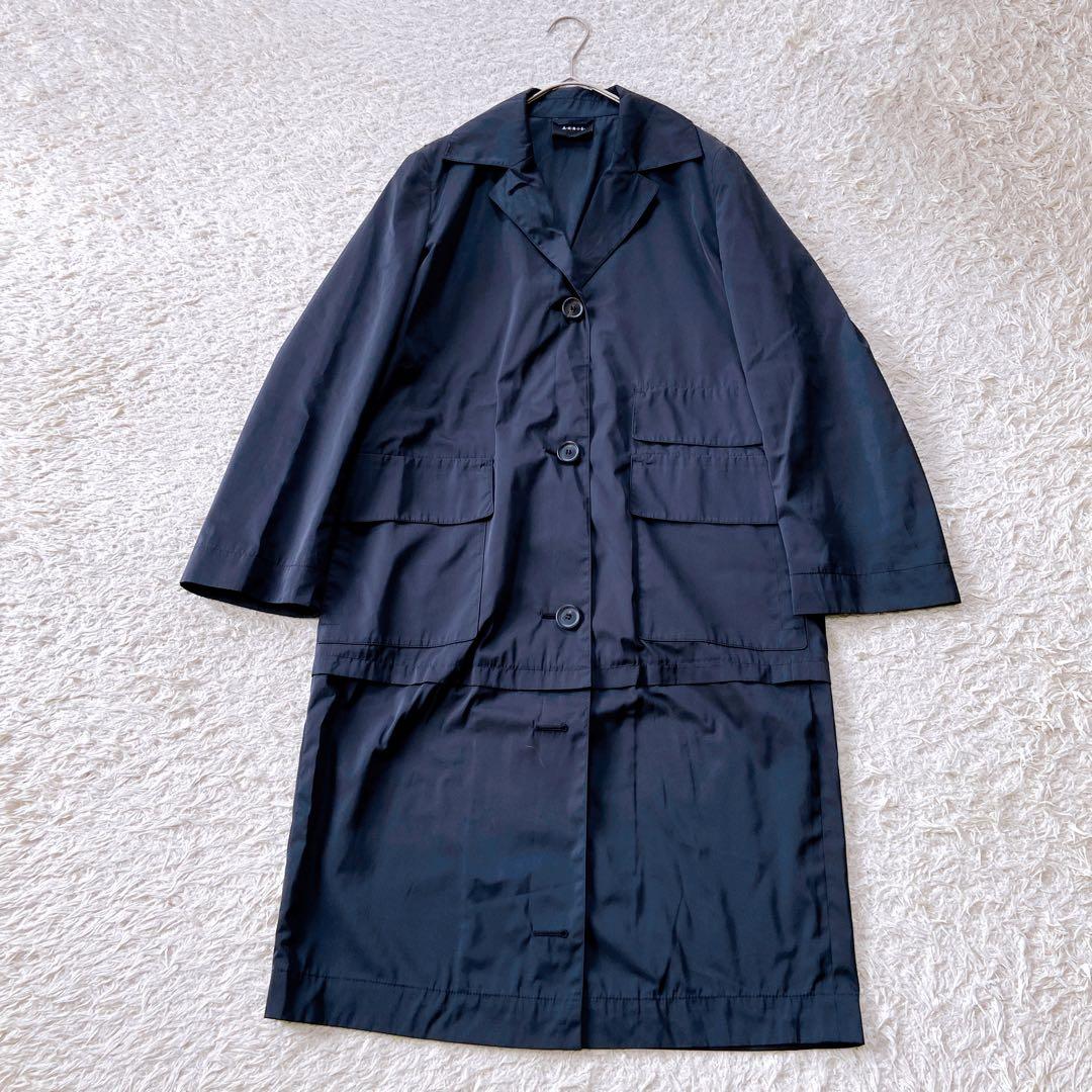 美品　アクリス　2way スプリングコート　ハーフコート　ブラック　M相当