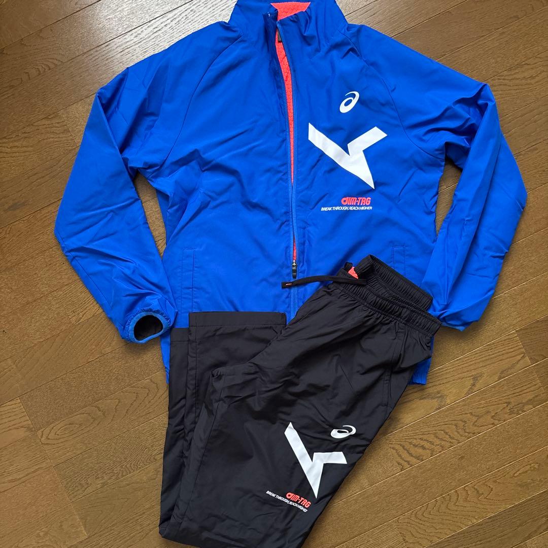 アシックス ウインドブレーカー 上下セット　メンズ　裏トリコット　セット販売です