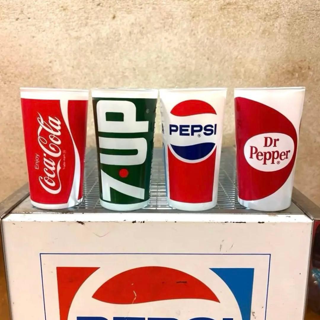 70年代　ペプシ　コカコーラ　7up ドクターペッパー　ミルクグラス　フルセット