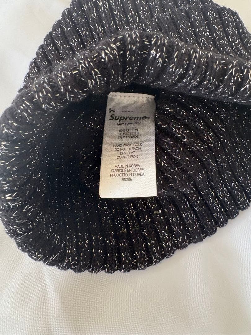Supreme ニット帽 黒/白