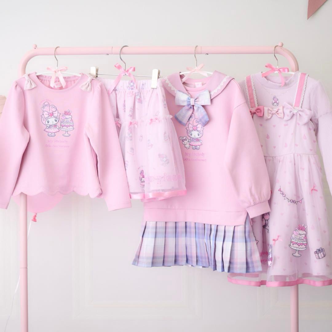 リ*す様 美品　メゾピアノ　マイメロディ　裾プリーツ2wayセーラーワンピース